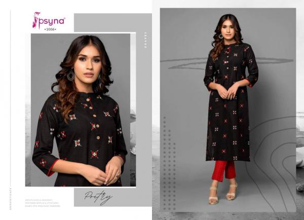 Psyna Poetry 2 Cotton Embroidery Kurti With Bottom